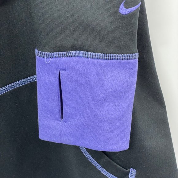 Nike All Time Script Logo Pullover Hooded Sweatshirt Black Purple - Picture 7 of 10